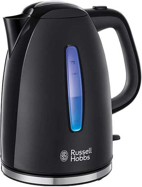 غلاية مياة كهربائية تكستشرز بلس من راسل هوبز،1.7 لتر،  2400 وات، نافذة رؤية مضيئة، أسود مطفي، 22591-70