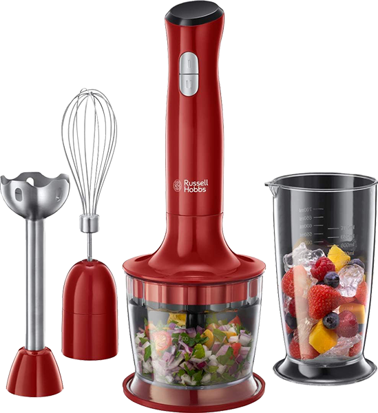 هاند بلندر ديزاير 3 في 1 راسل هوبز، 500 وات، سرعتين، كوب 700 مللي ، كبة 0.5 لتر ، أحمر، 24700-56