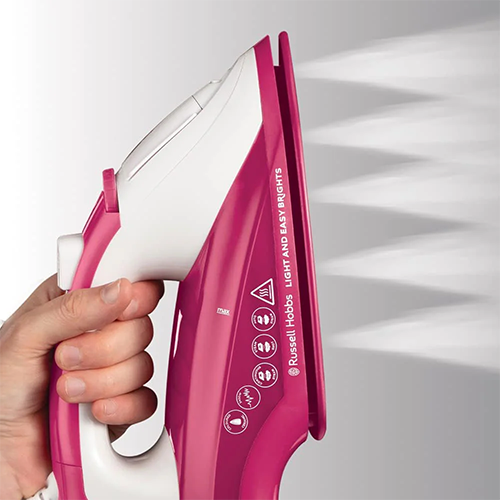 مكواة بخار راسل هوبز لايت اند ايزي برايتس بيري، 2400 وات، خزان 240مللي، قاعدة سيراميك، بينك، 26480-56