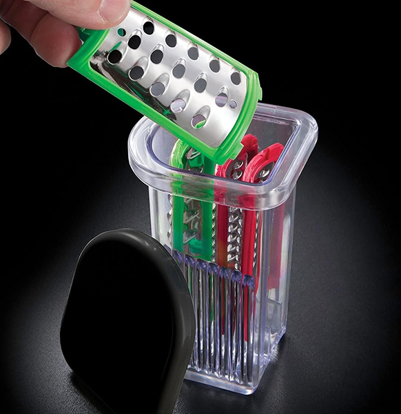 قطاعة خضروات كهربائية لتحضير السلطة راسل هوبز، 200 وات، 3 شفرات، سهل التخزين ، أحمر، 22280-56