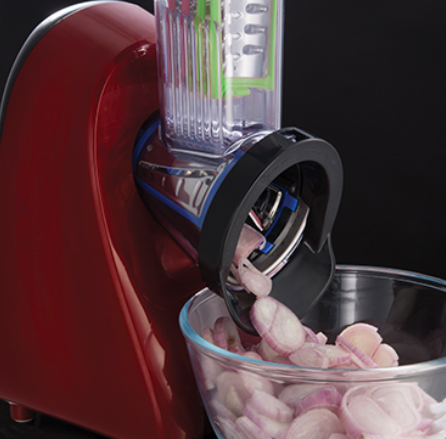 قطاعة خضروات كهربائية لتحضير السلطة راسل هوبز، 200 وات، 3 شفرات، سهل التخزين ، أحمر، 22280-56