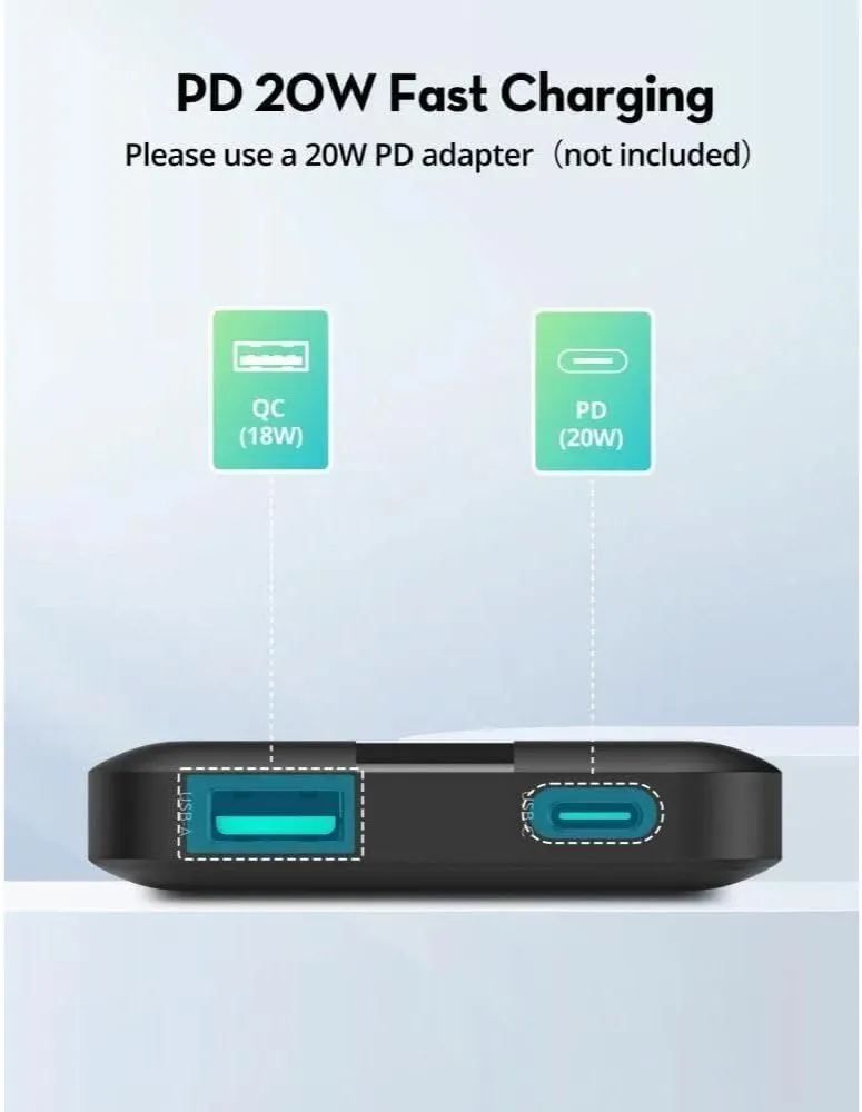باور بانك راف باور بي دي بايونير، 10,000 مللي أمبير، شحن سريع 20 وات، 2 منفذ، أسود، RP-PB1236