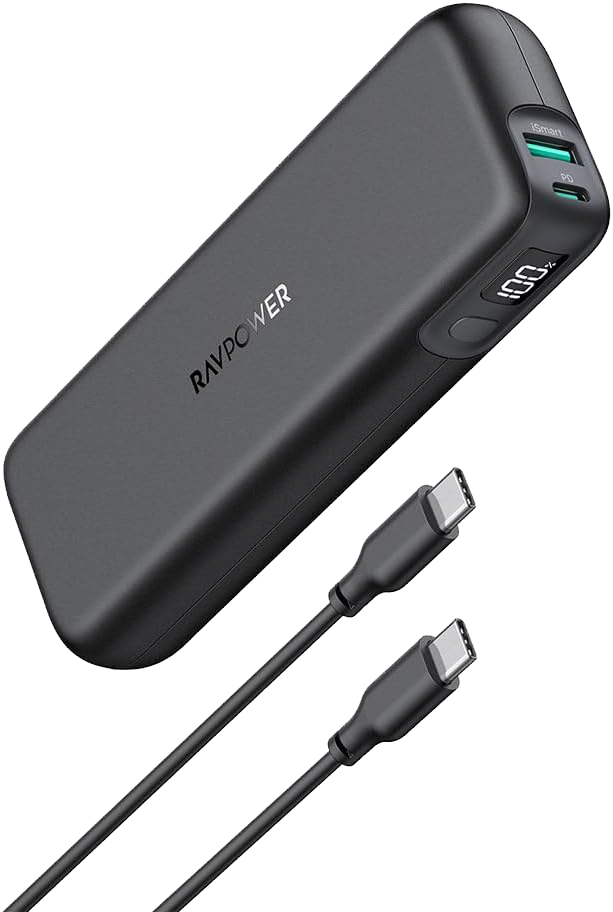 باور بانك راف باور بي دي بايونير، 15,000 مللي أمبير، شحن سريع 30 وات، 2 منفذ، أسود، RP-PB203