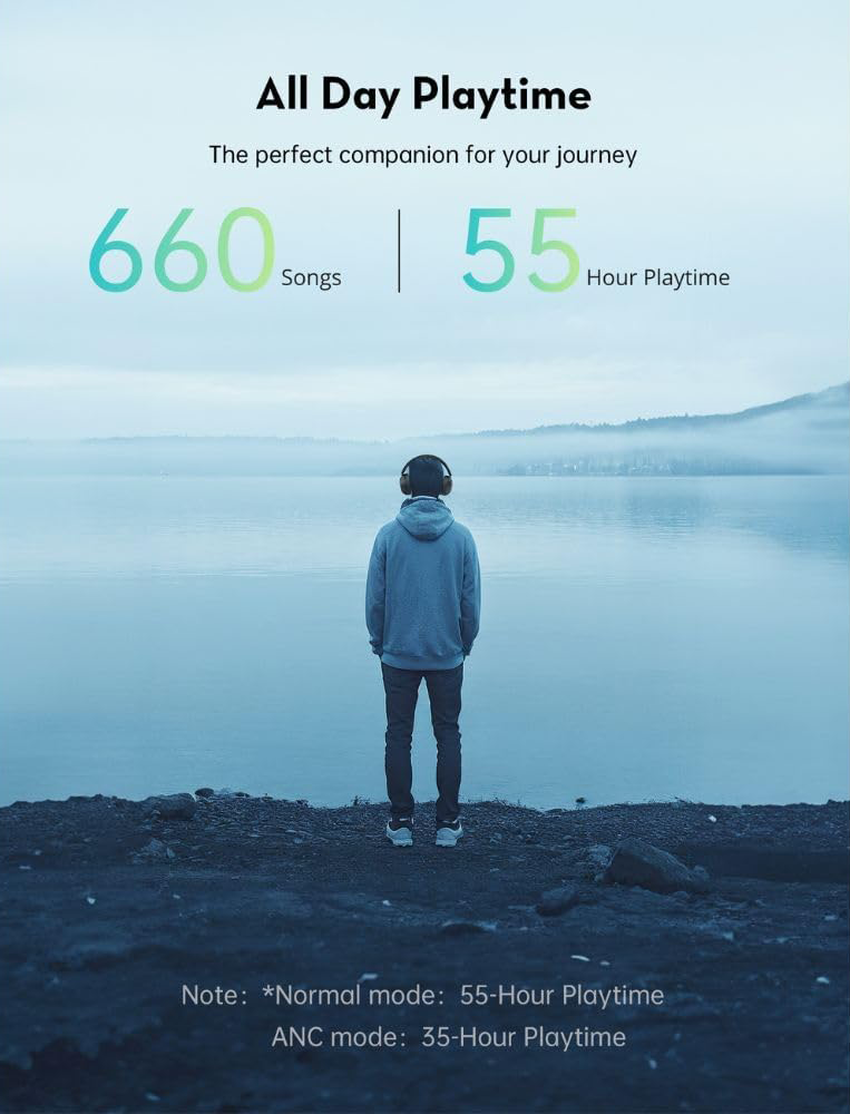 سماعة رأس لاسلكية من راف باور، خاصية الغاء الضوضاء النشط، صوت ستيريو، ميكروفون مدمج، قابلة للطي، أسود، RP-BH1019