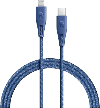 كابل شحن راف باور، من تايب سي الى لايتنينج، 1.2 متر، أزرق، RP-CB1017