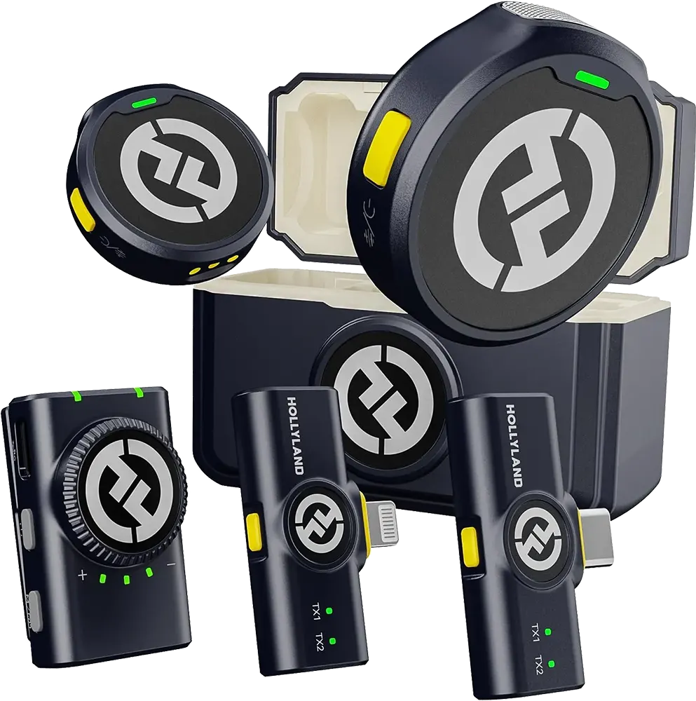 مايكروفون لاسلكي هولي لاند لارك ام 2، قابل لاعادة الشحن، خاصية إلغاء الضوضاء، لون أسود