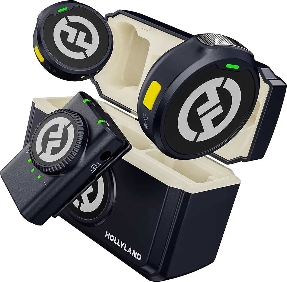 مايكروفون لاسلكي هولي لاند لارك ام 2، قابل لاعادة الشحن، خاصية إلغاء الضوضاء، لون أسود