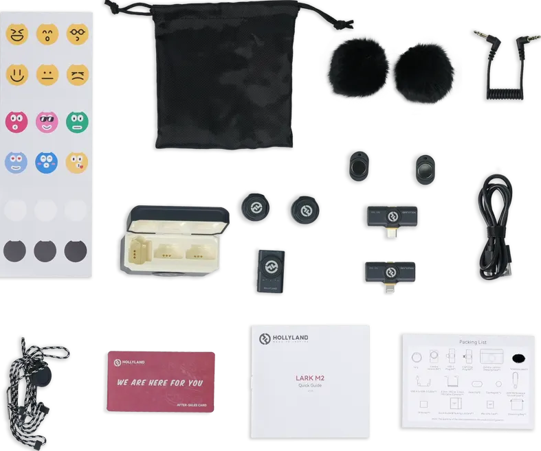 مايكروفون لاسلكي هولي لاند لارك ام 2، قابل لاعادة الشحن، خاصية إلغاء الضوضاء، لون أسود