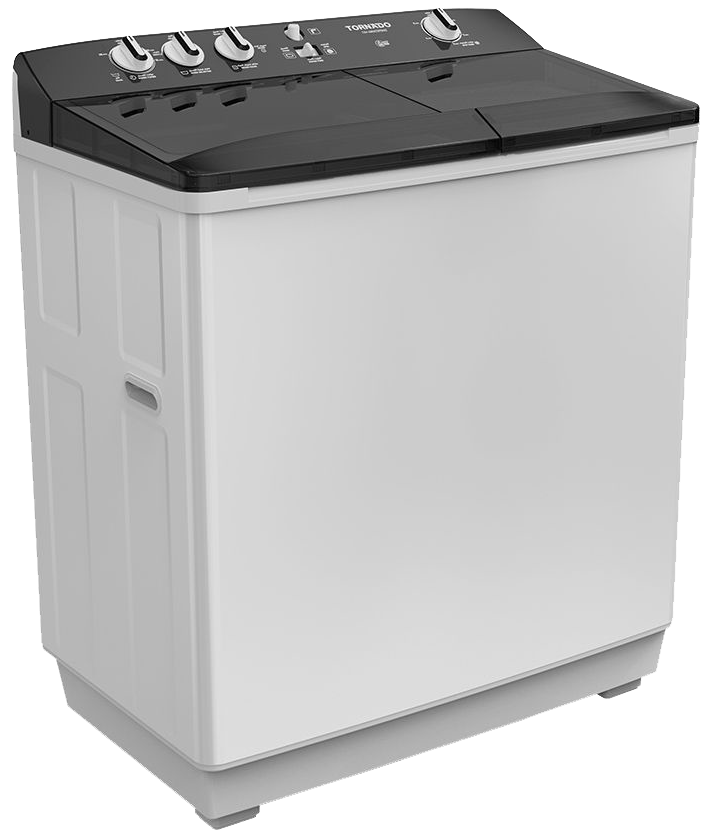 غسالة ملابس هاف اتوماتيك تورنيدو ، 12 كيلو ، 1400 لفة ، مزودة ب 2 موتور ، ابيض باب اسود ، TVH-HM12TS(WK)