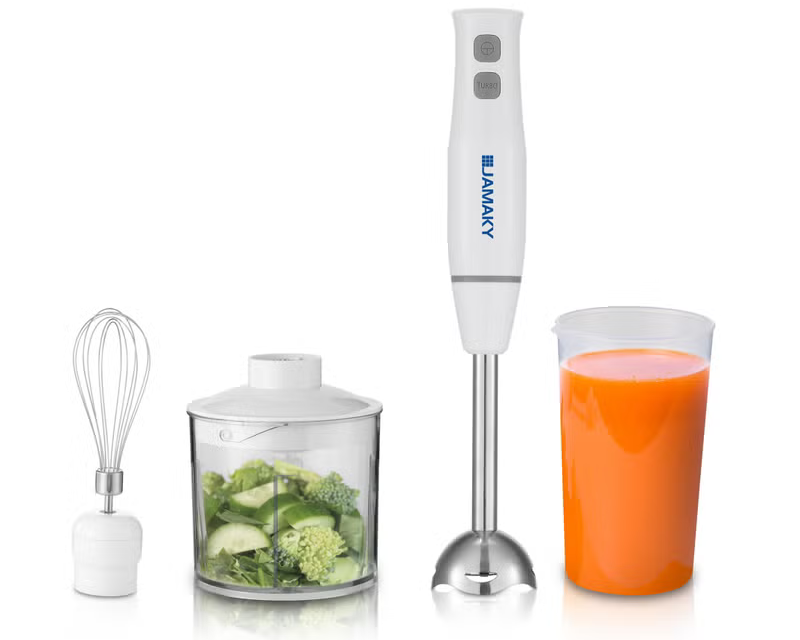 هاند بلندر جماكي 4*1 ، 1000 وات ، سعة 700 ملي ، سرعتين ،  مع مفرمة ، استانلس ستيل ، أبيض ، JMK3027