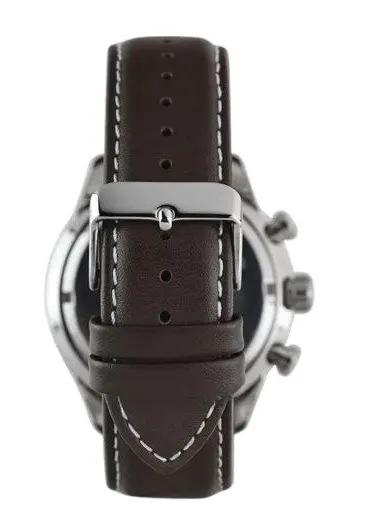ساعة يد البا رجالي بسوار جلد بني وقرص فضي، AM3901X1