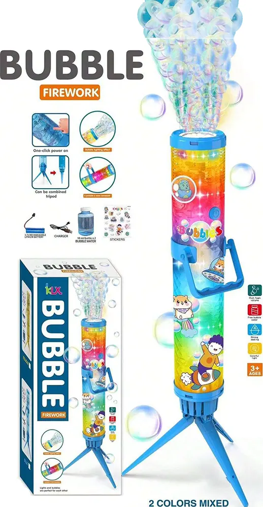 مدفع بابلز رشاش قابل للحمل والتثبيت، إضاءة ليد، متعدد الألوان، 456-24