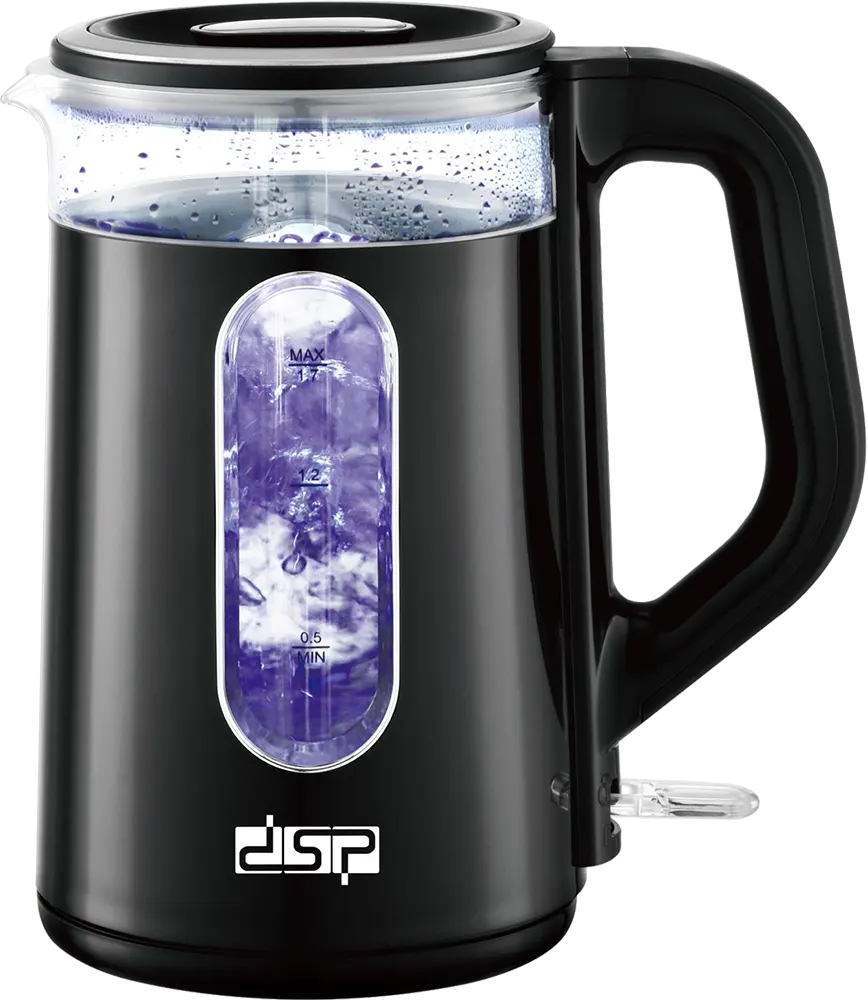 غلاية مياه كهربائية بلاستيك *زجاج دي اس بي 2200 وات، 1.7 لتر، اسود، موديل KK1279