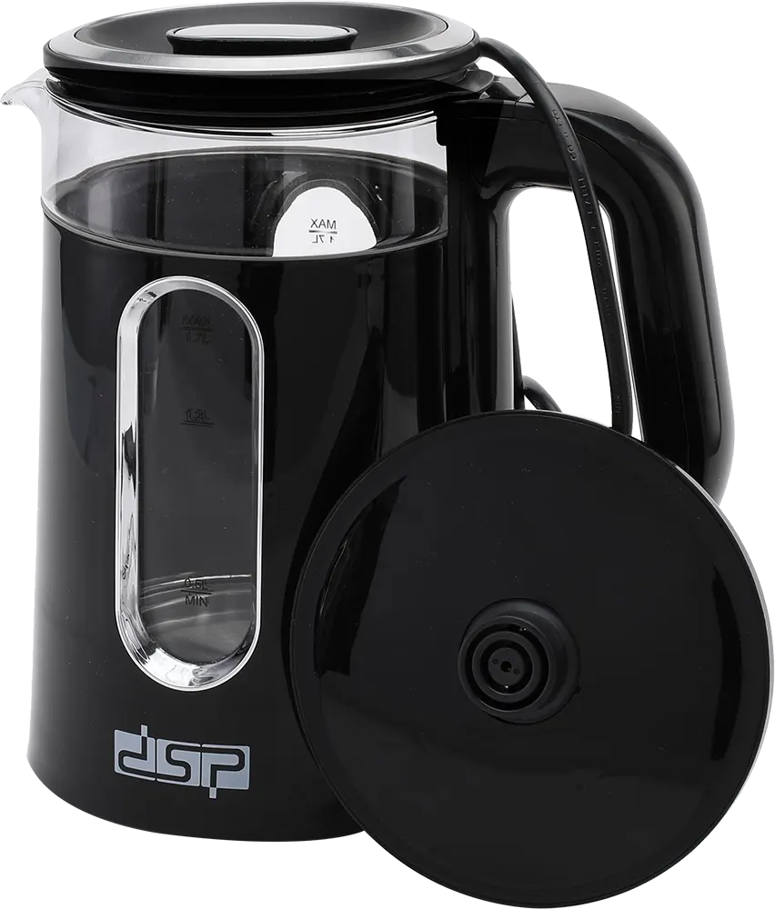 غلاية مياه كهربائية بلاستيك *زجاج دي اس بي 2200 وات، 1.7 لتر، اسود، موديل KK1279