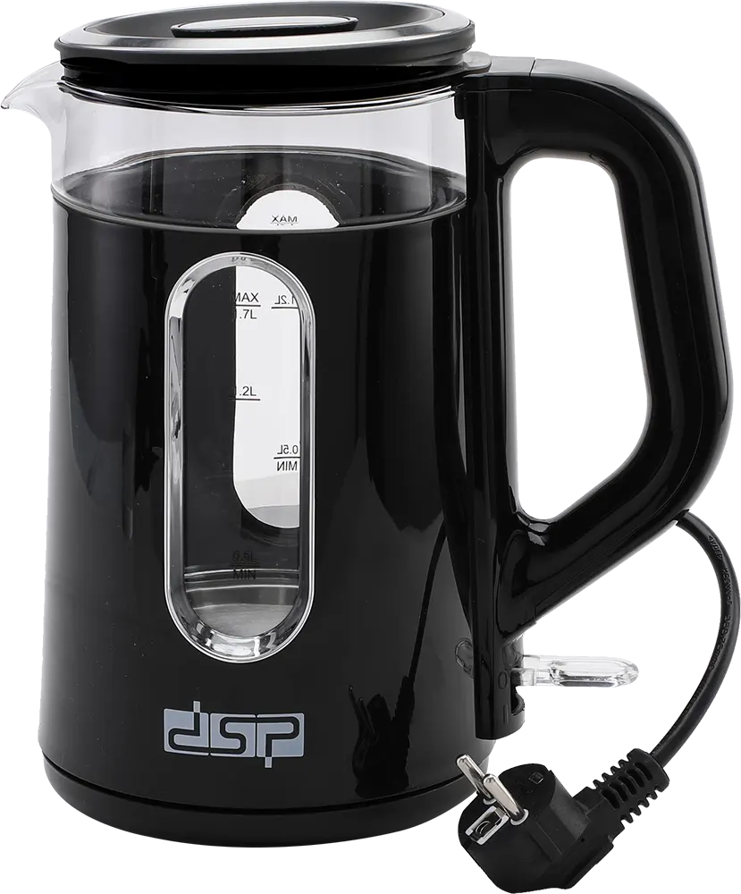 غلاية مياه كهربائية بلاستيك *زجاج دي اس بي 2200 وات، 1.7 لتر، اسود، موديل KK1279