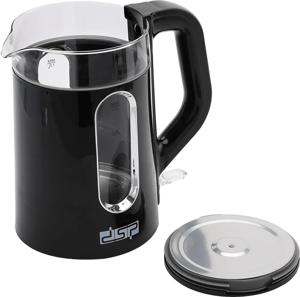 غلاية مياه كهربائية بلاستيك *زجاج دي اس بي 2200 وات، 1.7 لتر، اسود، موديل KK1279