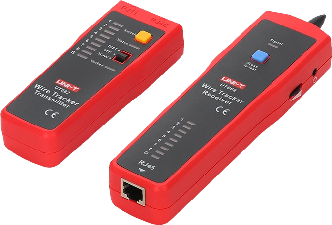 جهاز فحص و تعقب الأسلاك من يوني تي، وظيفة dcv، مقبس سماعة رأس ، يدعم تتبع اسلاك الهاتف والإثرنت والطاقة، أحمر، UT-682