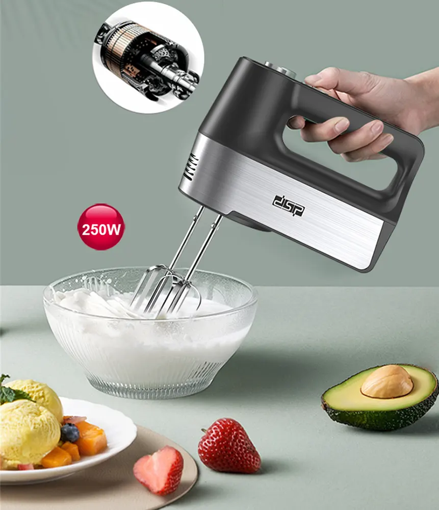 مضرب بيض دي اس بي 250 وات، 5 سرعات، فضي، موديل KM2069