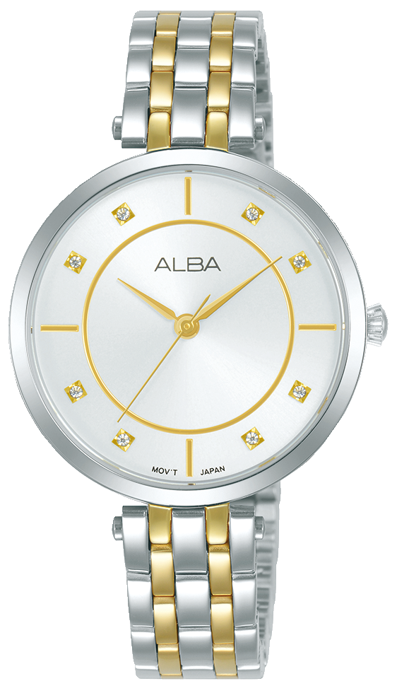 ساعة يد البا للنساء ، ميناء فضي ، عقارب دائرية ، سوار استانلس ستيل فضي - جولد ، ساعة يد تناظرية ، فضية ، ARX080X1