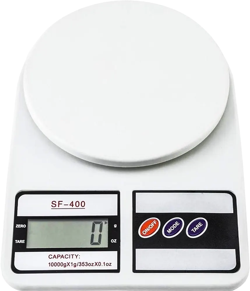 ميزان مطبخ 10 كيلو، شاشة ديجيتال، يعمل بطارية AA، لون أبيض، موديل  SF-400