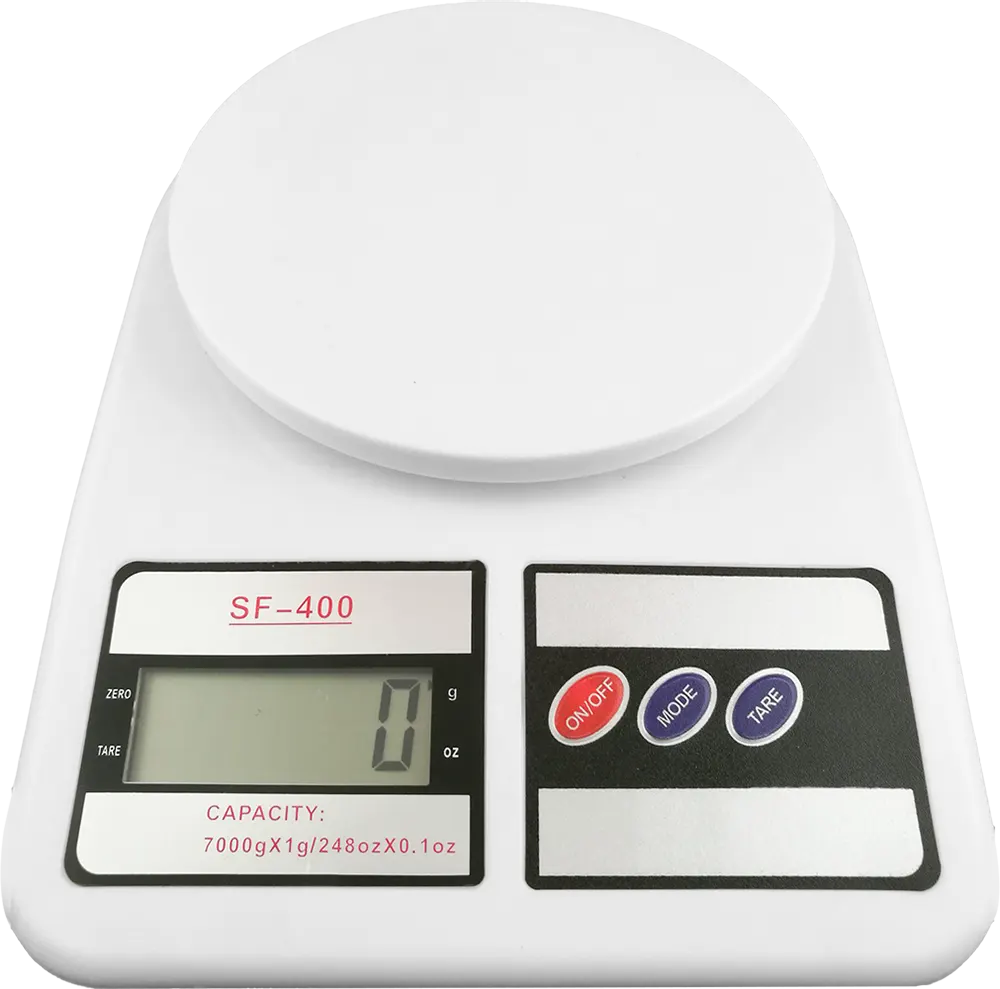 ميزان مطبخ 10 كيلو، شاشة ديجيتال، يعمل بطارية AA، لون أبيض، موديل  SF-400