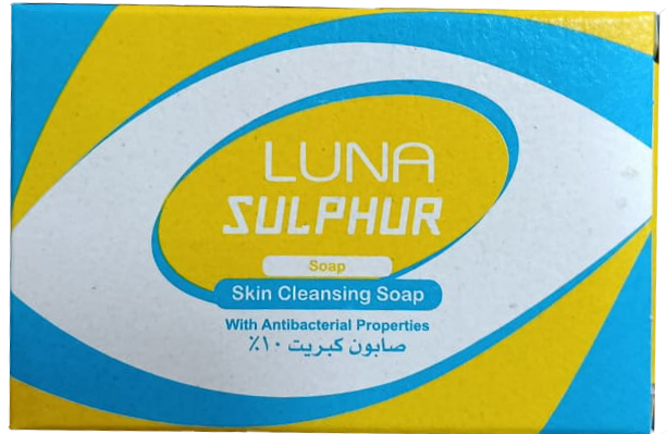 صابون كبريت لونا 10%، صابون لونا لتنظيف البشرة بخصائص مضادة للبكتيريا، 60جم.
