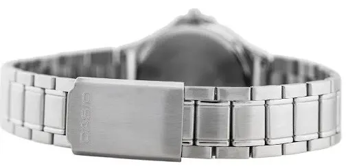 ساعة كاسيو للنساء، مينا ابيض، عقارب دائرية، سوار ستانلس ستيل فضي، ساعة يد تناظرية، فضي، LTP-V300D-7A2UDF