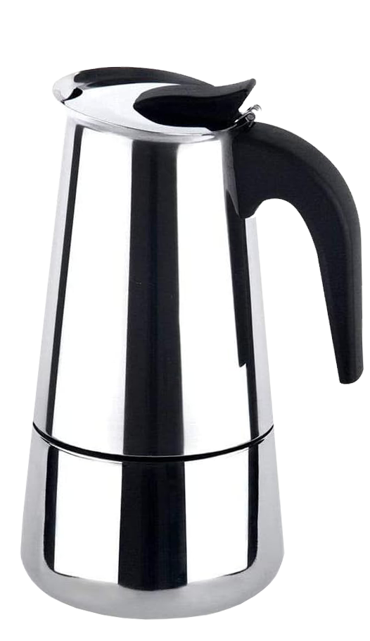 Espresso Coffee Pot , 6 Cups , Stainless Steel , Silver