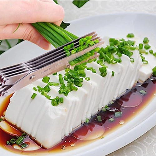 مقص تقطيع خضروات كينجاري، 10 سلاح استانلس بفرشة، بيد سيليكون، أزرق، 207