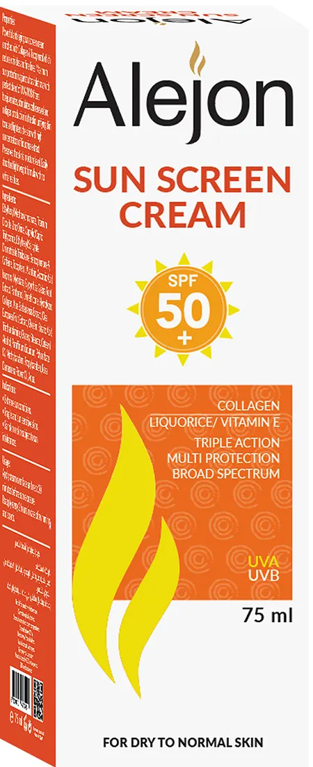 اليجون صن بلوك كريم بعامل حمايه 50+، صن بلوك للبشرة الجافة والعادية، 75 مل