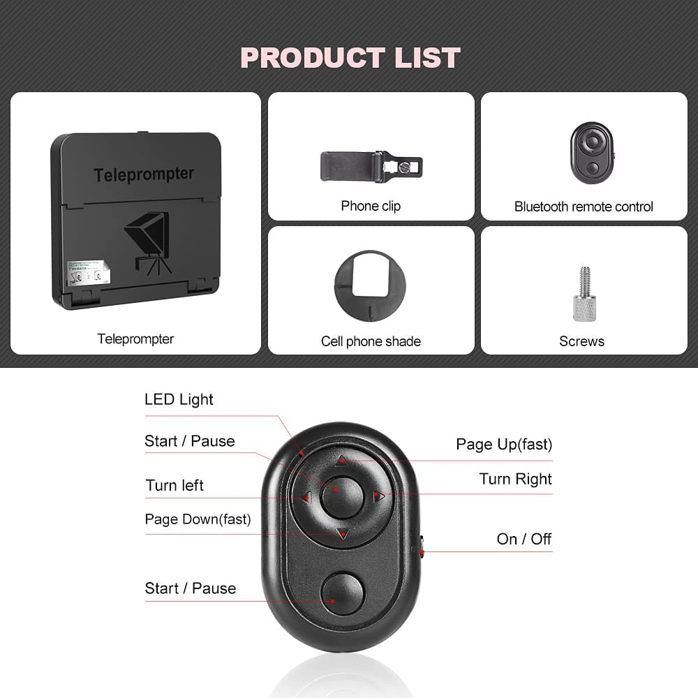 جهاز تلقين للهاتف المحمول من لينس جو، قابل للطي في ثانية واحدة، شاشة 7.8 بوصة عالية الوضوح، أسود، TC7S