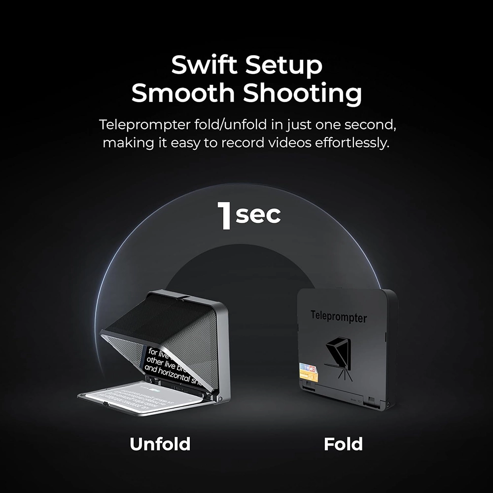 جهاز تلقين للهاتف من لينس جو، قابل للطي في ثانية واحدة، شاشة 7.9 بوصة عالية الوضوح، مناسب للهواتف والتابلت، أسود، TC7