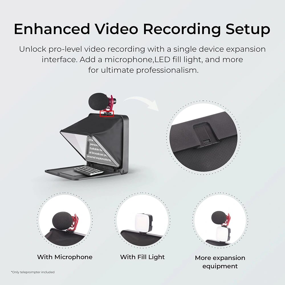 جهاز تلقين للهاتف من لينس جو، قابل للطي في ثانية واحدة، شاشة 7.9 بوصة عالية الوضوح، مناسب للهواتف والتابلت، أسود، TC7