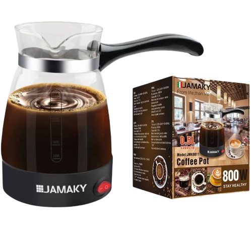 كنكة تحضير قهوة تركي بالكهرباء جماكي، 800 وات، 0.5 لتر، أسود، JMK9011