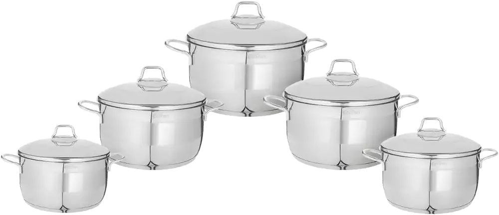 طقم حلل استانلس ستيل كراتوس ايكوتين 10 قطع، لون فضي