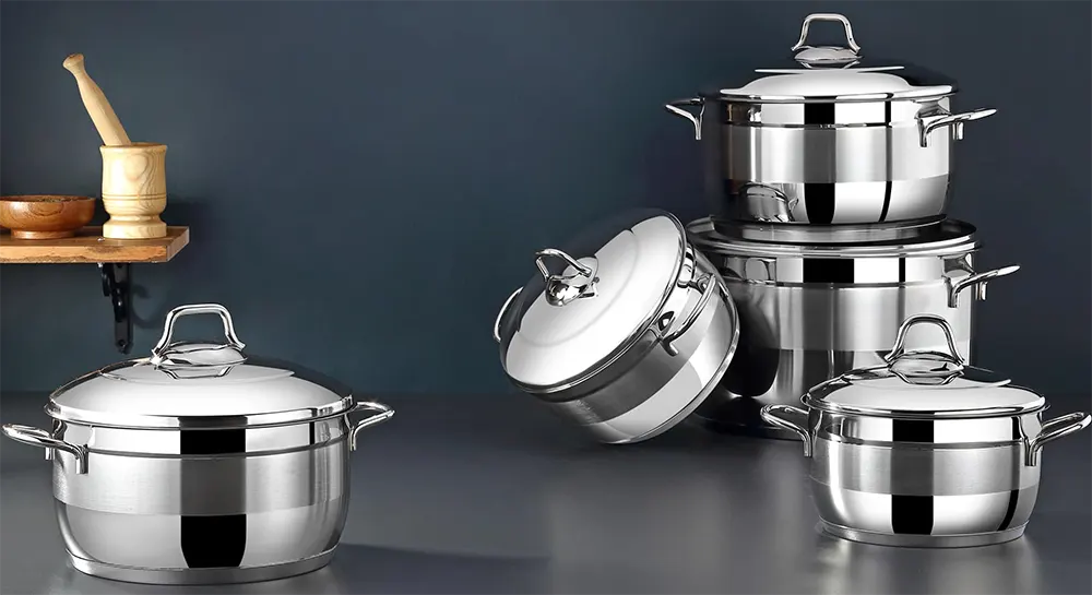 طقم حلل استانلس ستيل كراتوس ايكوتين 10 قطع، لون فضي