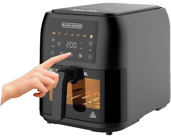 قلاية هوائية بلاك اند ديكر، 8 لتر، 1700 وات، تحكم ديجيتال باللمس، SAF80W (ضمان انسيا)