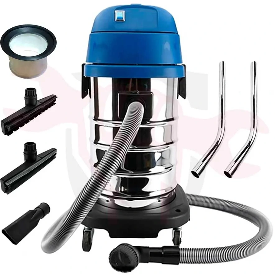 مكنسة كهربائية برميلية دونج شينج، 1200 وات، 30 لتر، 1 موتور، شفط أتربة وسوائل، فضي*أزرق، DVC30