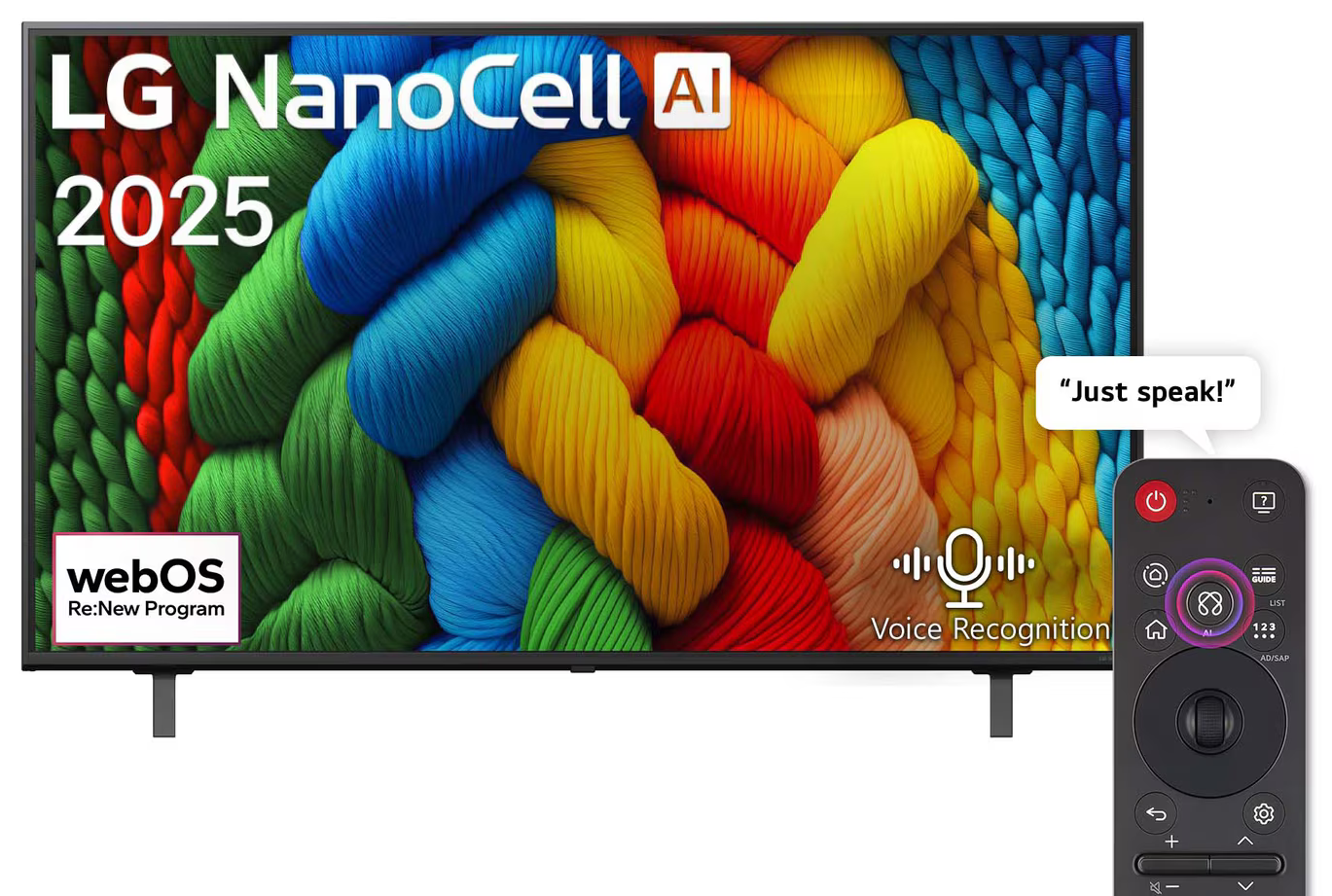شاشة ال جي سمارت ، 65 بوصة ، تقنية Nanocell ، دقة 4K UHD ، ماجيك ريموت ، ريسيفر داخلي ، 65NANO80A6A (موديل 2025)