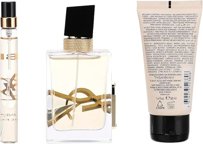 مجموعة برفان ليبر من ايف سان لوران  للنساء، او دو بارفان،  (50 مل بيرفيوم + 50 مل لوشن + 10مل بيرفيوم)