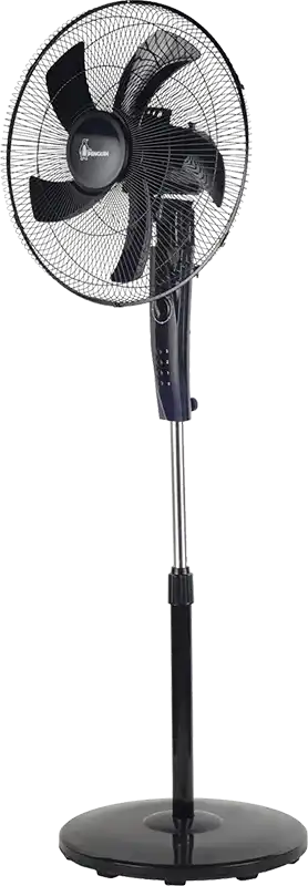 مروحة استاند بنجوين كوول سبين 18 بوصة، 3 سرعات، 5 ريشة، اسود، موديل PF005