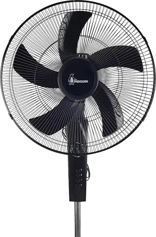 مروحة استاند بنجوين كوول سبين 18 بوصة، 3 سرعات، 5 ريشة، اسود، موديل PF005