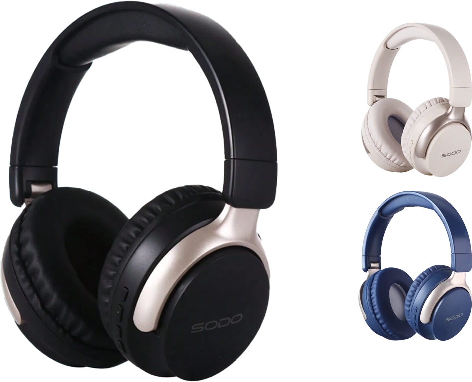 سماعة رأس لاسلكية - سلكية سودو، ستيريو، قابلة للطي، مع خاصية إلغاء الضوضاء، ألوان متعددة ، SD1103