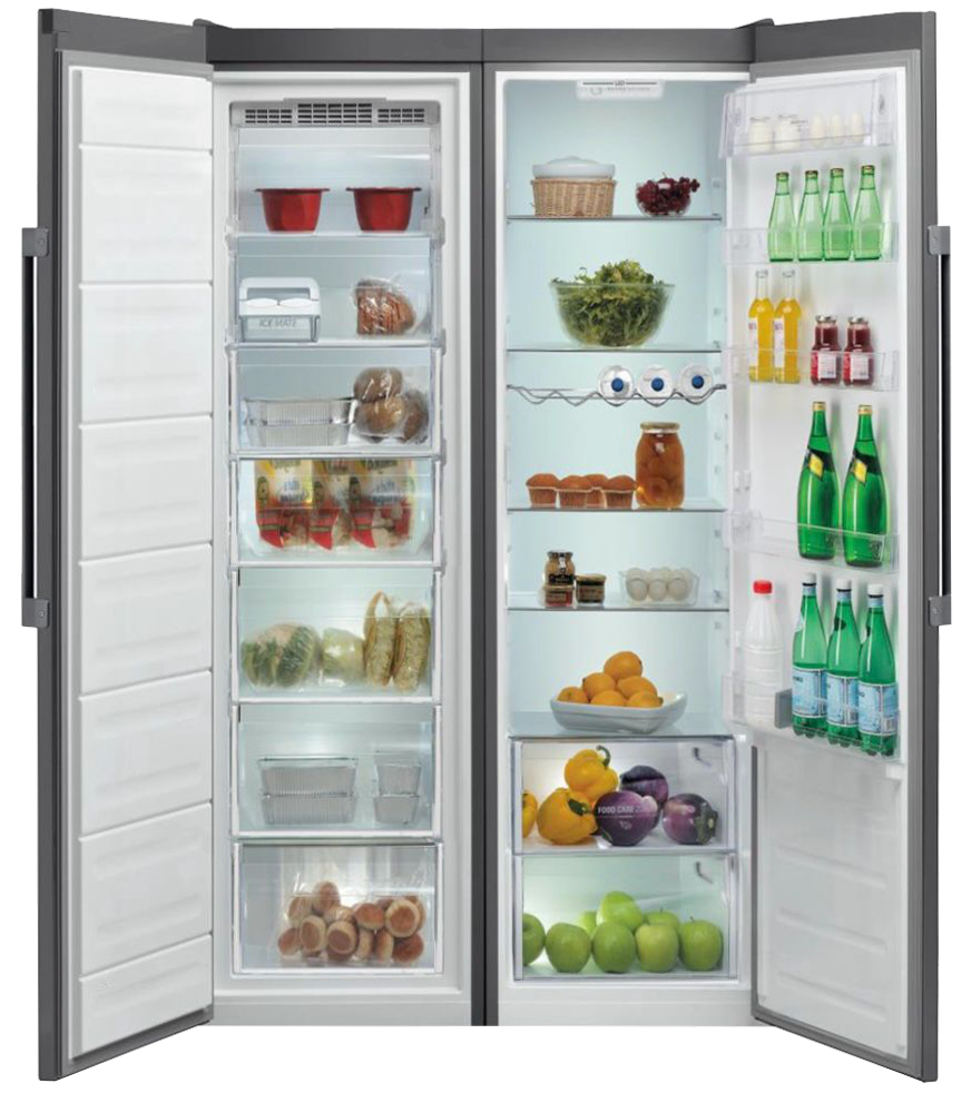 ثلاجة أريستون توينز نوفروست 363 لتر ، باب واحد + فريزر نوفروست ، 7 أدراج ، سعة 260 لتر ، شاشة ديجيتال ، ستانلس ستيل ، SH8 2D XFD + UH8 F2DX12