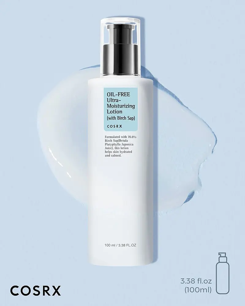 لوشن مرطب كوسركس لوشن فائق الترطيب خالي من الزيوت مع عصارة البتولا لترطيب البشرة وتهدئتها، 100 مل