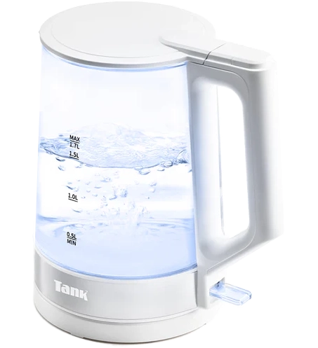 Tank Classic Electric Kettle, 1.7L, 1850W, Glass, White, KG-2318