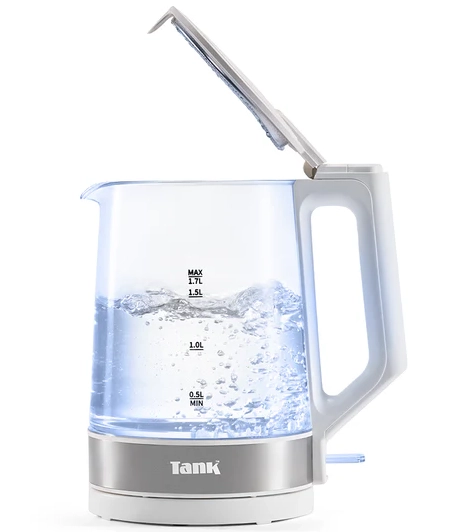 Tank Classic Electric Kettle, 1.7L, 1850W, Glass, White, KG-2318