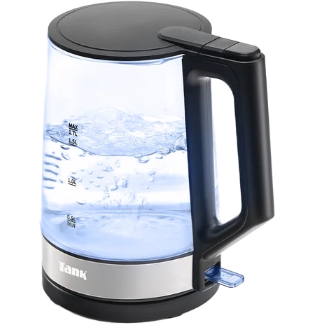 غلاية مياه كهربائية تانك كلاسيك، 1.7 لتر، 1850 وات، زجاج، أسود، KG-2318