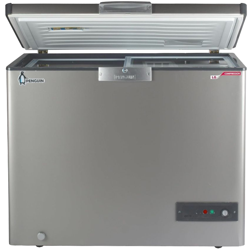 ديب فريزر بنجوين ديفروست ، 205 لتر ، أستانلس داخلي ، باب زجاج داخلي ، ماتور LG ، سيلفر ، ES250