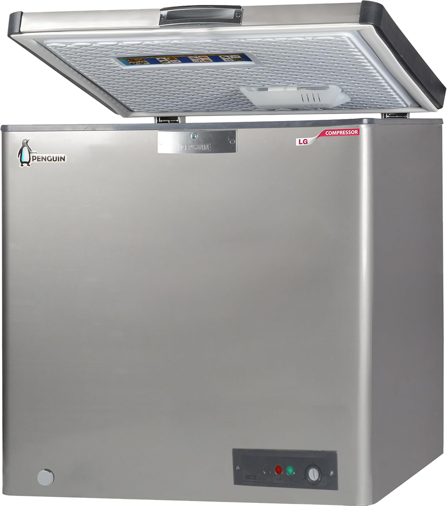 ديب فريزر بنجوين ديفروست ، 205 لتر ، أستانلس داخلي ، باب زجاج داخلي ، ماتور LG ، سيلفر ، ES250